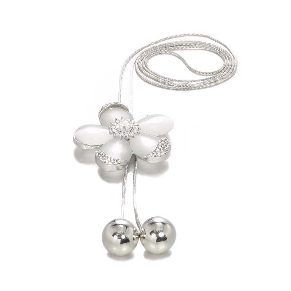 

Модная цепочка для свитера с кристаллами и бриллиантами в виде капель воды One Size серебряный