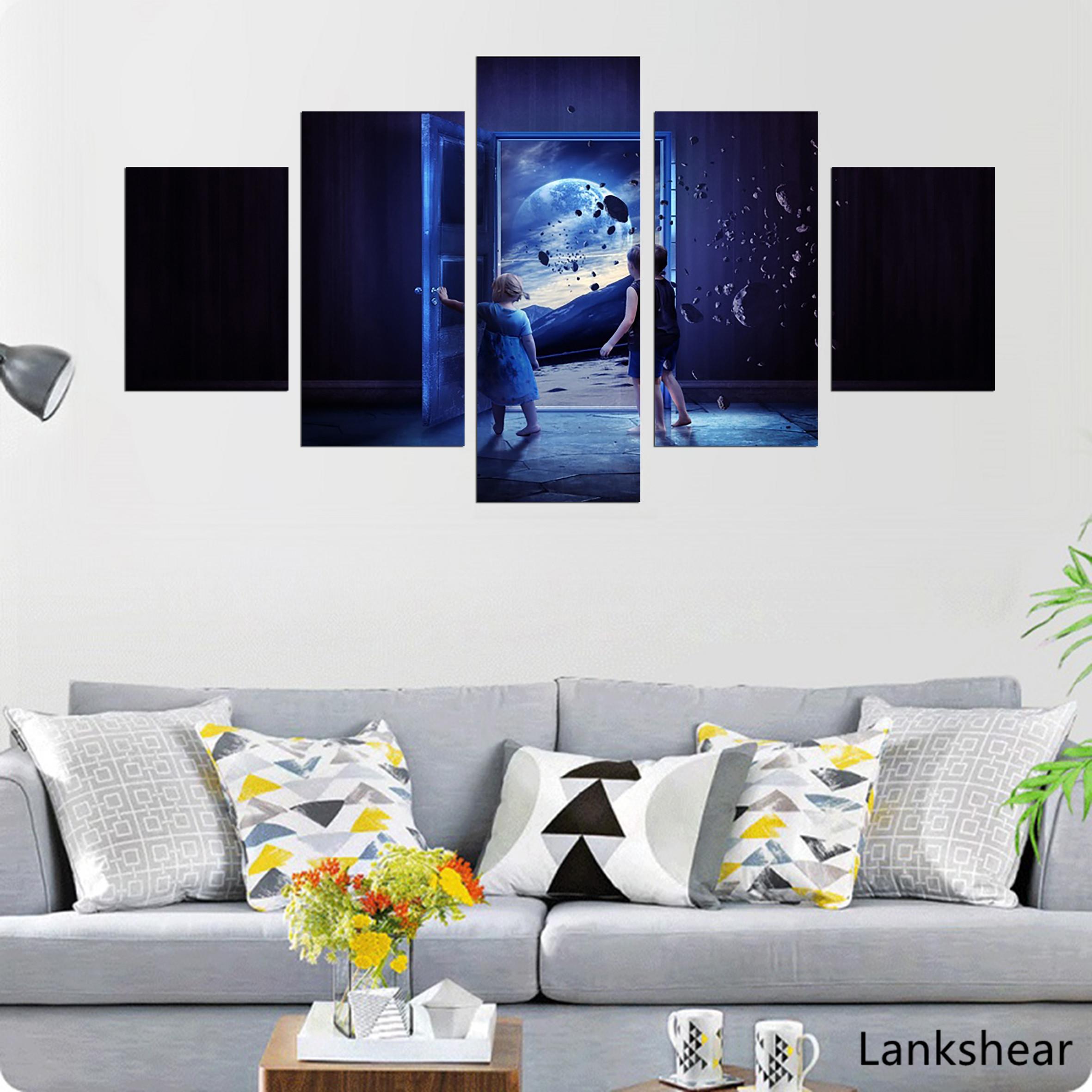 

Домашний декор, модульная картина на холсте, 5 шт., картина для девочек и мальчиков у двери, постер с принтом, планета, камень для дома, холст, художественное произведение 20x35cm*2 20x45cm*2 20x55cm*1