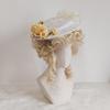 Exquisite Lolita Hat Flat Top Hat with Light Yellow Flowers All-match Bonnet Hat for Afternoon Pastoral Party Tea Party