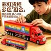 1:48 Scale 34CM American Alloy Container Truck Model Classic Rainbow Freight Semi-Trailer Vehicle Collection Toy Car Gift