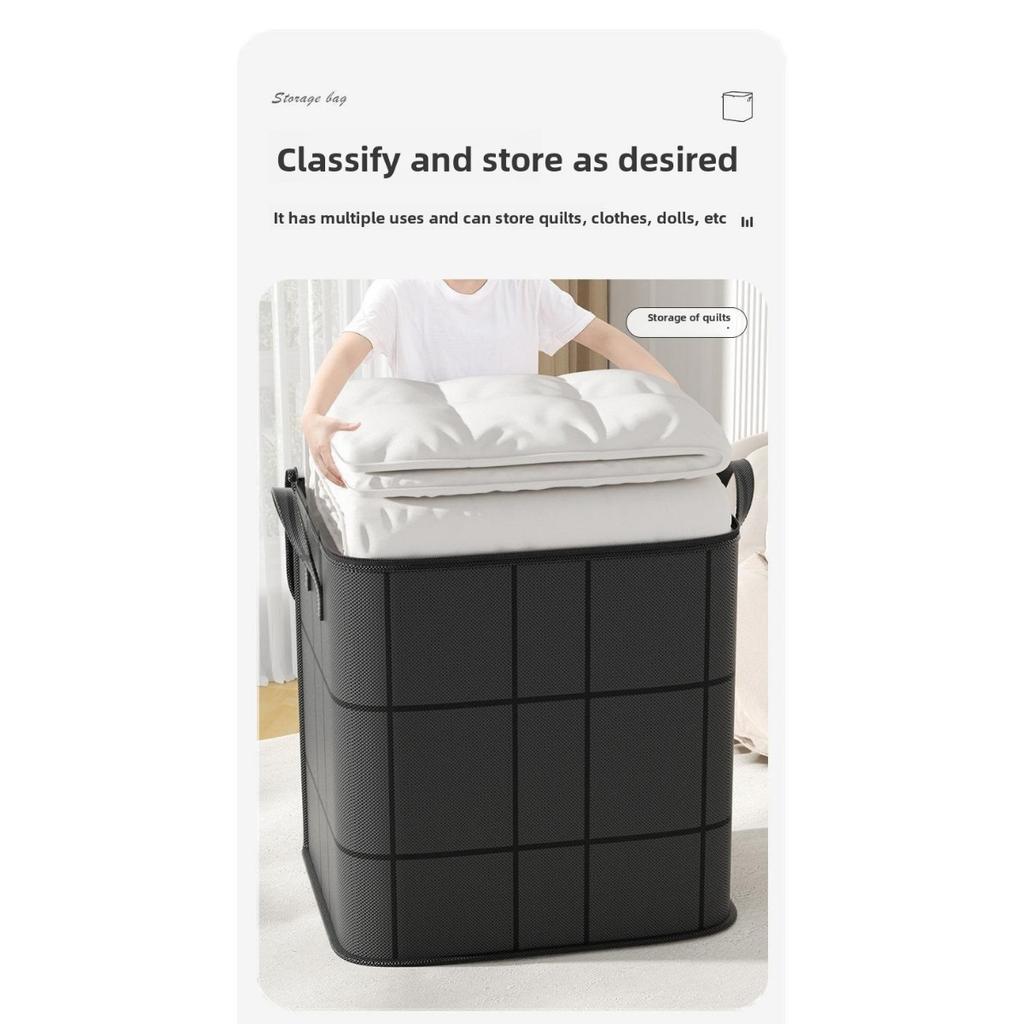 Quilt Storage Bag for Clothes and Bedding, Cotton Quilt Organizing Bag, Black Woven Bag, Capacity for Moving, Packing, Thickening, Extra Large