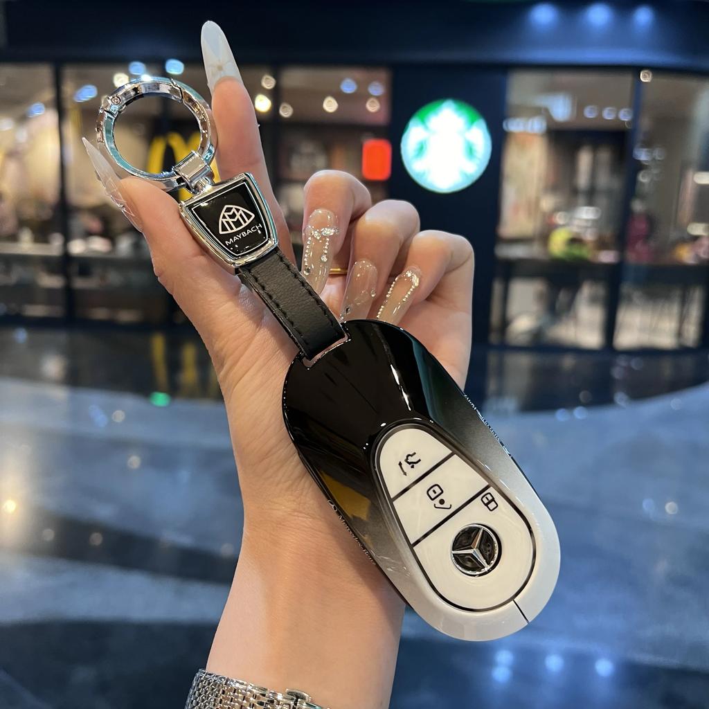 RPO5 Car Alloy Key Case Key Bag Shell For Mercedes Benz 2022 C S Class W206 W223 S350 C260 C300 S400 S450 S500 Key Shell Protector