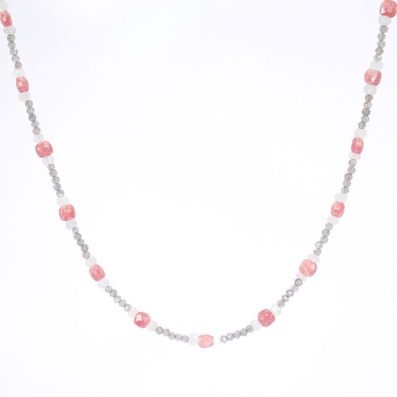 HARANG HR 39N_Pink Moonstone Labradorite Beads Necklace