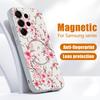 Magnetisch Für Magsafe Hülle Für Samsung Galaxy S26 Ultra S25 Edge S24 Plus S23 FE S22 A17 A54 A55 A56 A57 5G Pfirsichblütenzweig Muster Abdeckung