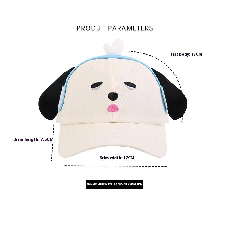1Pcs Cute Embroidered Dog Baseball Cap Breathable Korean Style Cartoon Sun Hat Sunscreen Y2k Peaked Cap Mountaineering Hat