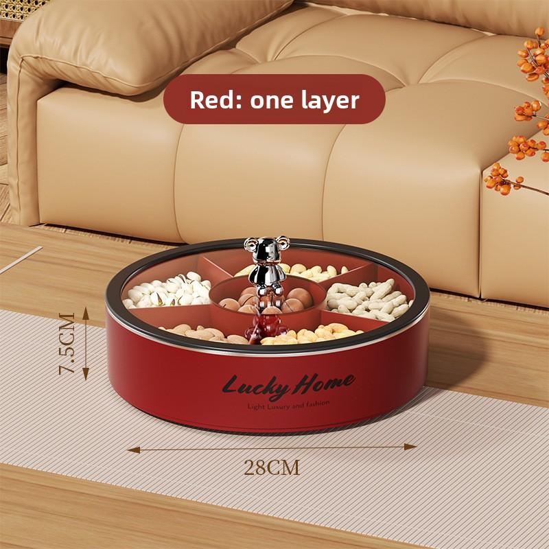 

Легкая роскошь, многоярусная фруктовница, домашний журнальный столик, коробка для орехов и конфет, отделения для закусок, высококачественный пыленепроницаемый герметичный контейнер для хранения Single layer красный