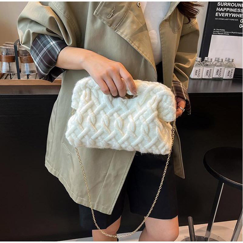Retro Handtasche Wolkenform Mode Dime Gehäkelt Bankett Tasche Koreanischer Stil Einfach Lässig Clip Kette Umhängetasche Schultertasche