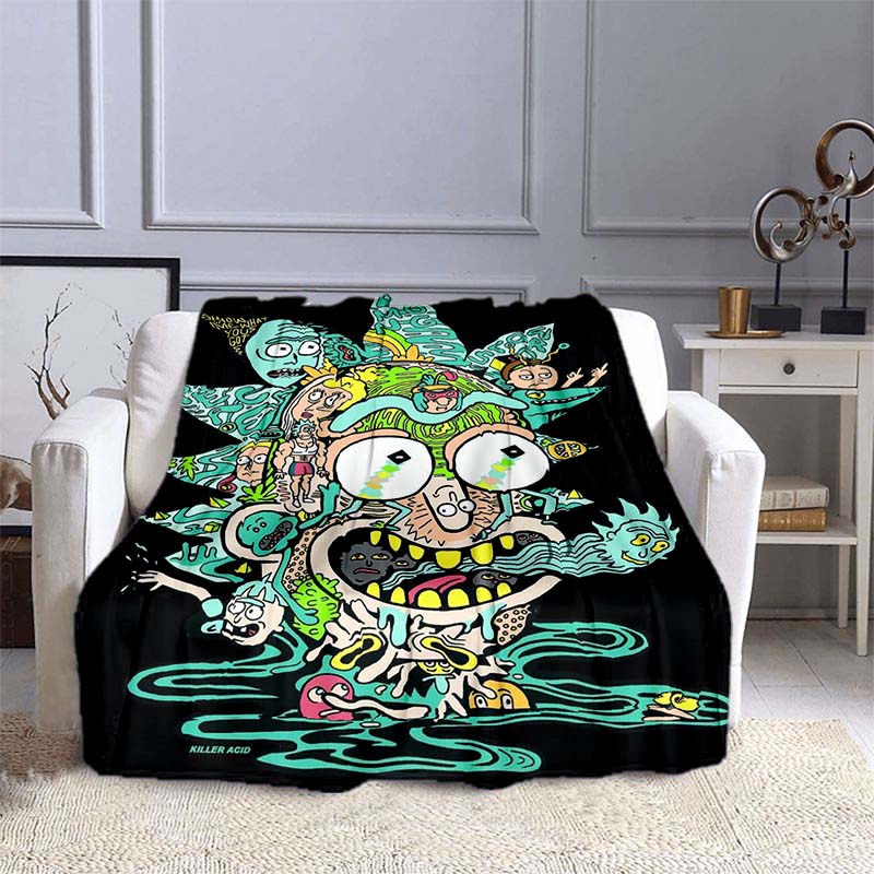 Rick Blanket Comedy Adventure Print Blankets Home Office Sofa Travel Blankets Warm Student Flannel Blankets