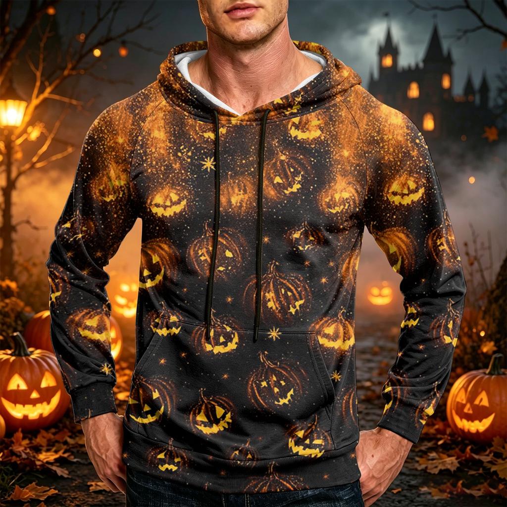 Men's Loose Fit Graphic Pullover Hoodie with Pocket and Drawstring Casual Sweatshirt