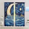 2 Stück Mondstil Bedruckter Vorhang für Heimdekoration - Stangentasche Fensterbehandlung für Schlafzimmer, Büro, Küche, Wohnzimmer und Arbeitszimmer