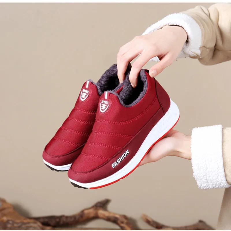 2024 Women New Winter Cotton Shoes Outdoor anti slip plush cotton boots Casual comfort warm footwear Fashion cloth female shoe