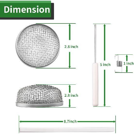 RVGUARD RV Flying Ect Screen, RV Furnace Vent Cover Bug Screen 2 Pack 2.8 X 1.3 Inch Stainless Steel Mesh With Tallation Tool And Silicone Rubber