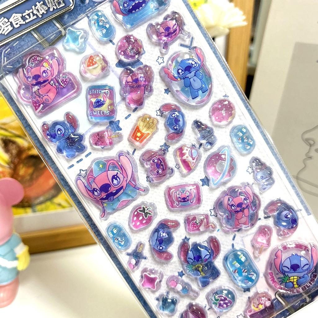Cute Cartoon Disney Stitch 3D Resin Stickers Anime Themed DIY Scrapbooking Decoration Gifts Collectible Kids Toys Birthday Gift