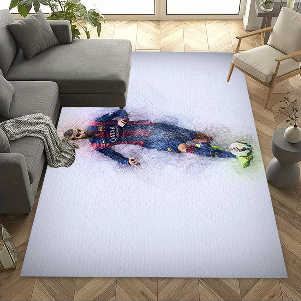 Dynamic Soccer Player Pose Floor Rug Office Rug Perfect for Hallway Dormitory Bedrooms Living Rooms Anti-slip Rug Office home decor Spiritual Gift