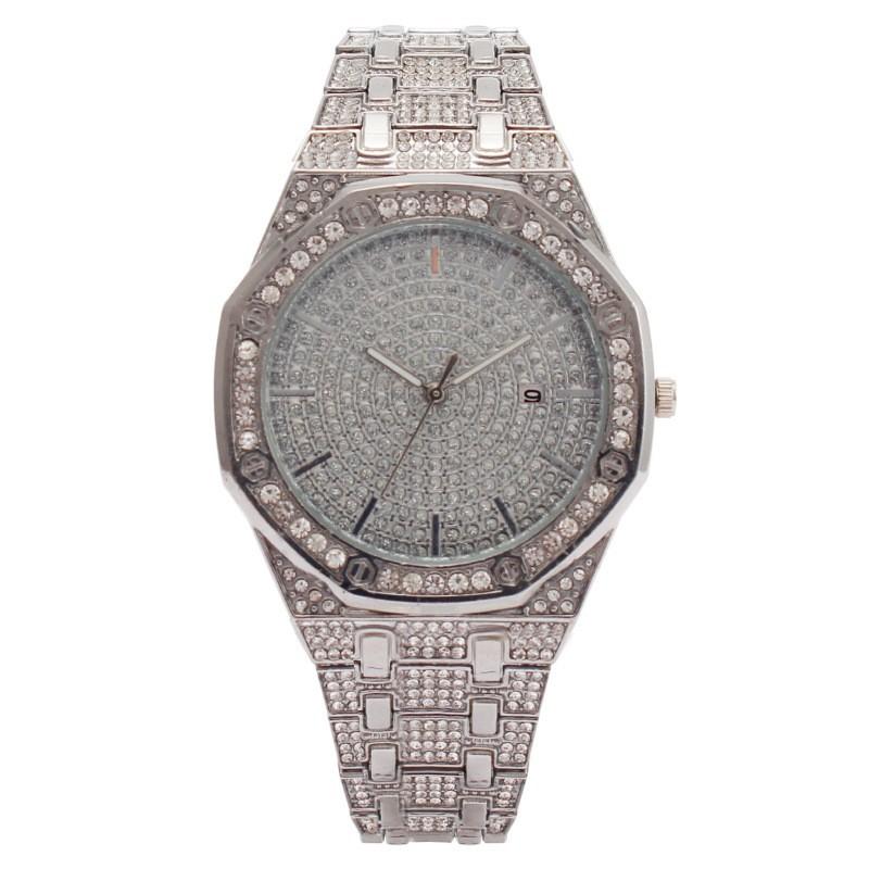 Octagonal Diamond Fashion Full Diamond Calendar Ladies Watch Women s Watch Women s Watch серебряный
