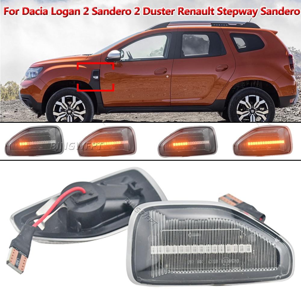 2X LED Dynamic Side Marker Turn Signal Light For Dacia Logan 2 Sandero 2 Duster Renault Stepway Sandero Indicator Lamp