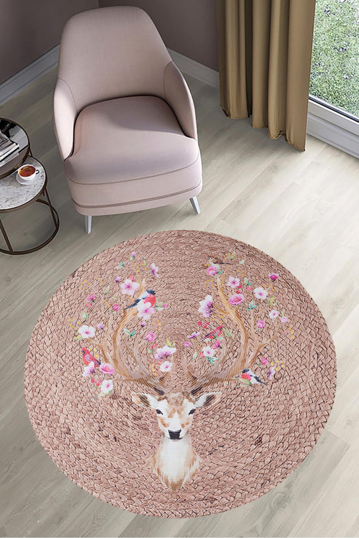 

MD-LİFE HOME Круглый ковер на нескользящей основе с цифровой печатью MD5411