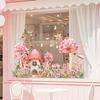 Static Cling Window Film Fairy Mushroom House with Girl In Flowers Double Sided View Decorative Window Sticker