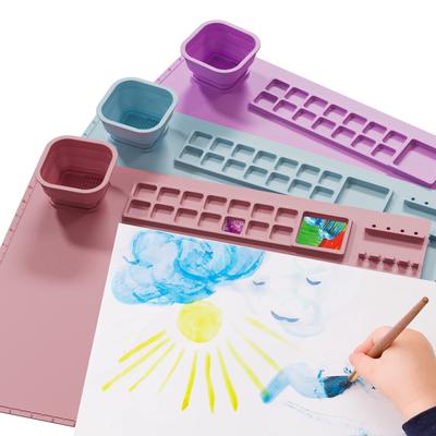 Silikon Boyama Matı Yıkanabilir El Sanatları Grafiti Boyama Matı Çocuklar İçin Kendin Yap Boyama Temizleme Kupası Pigment Boyama Pedi