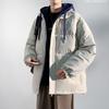 Gepolsterte Kleidung Herbst und Winter warme gepolsterte Kleidung Herren und Paare Fake Two Streetwear gepolsterte Jacken mit Kapuze trendig locker Brot-Kleidung Jacke