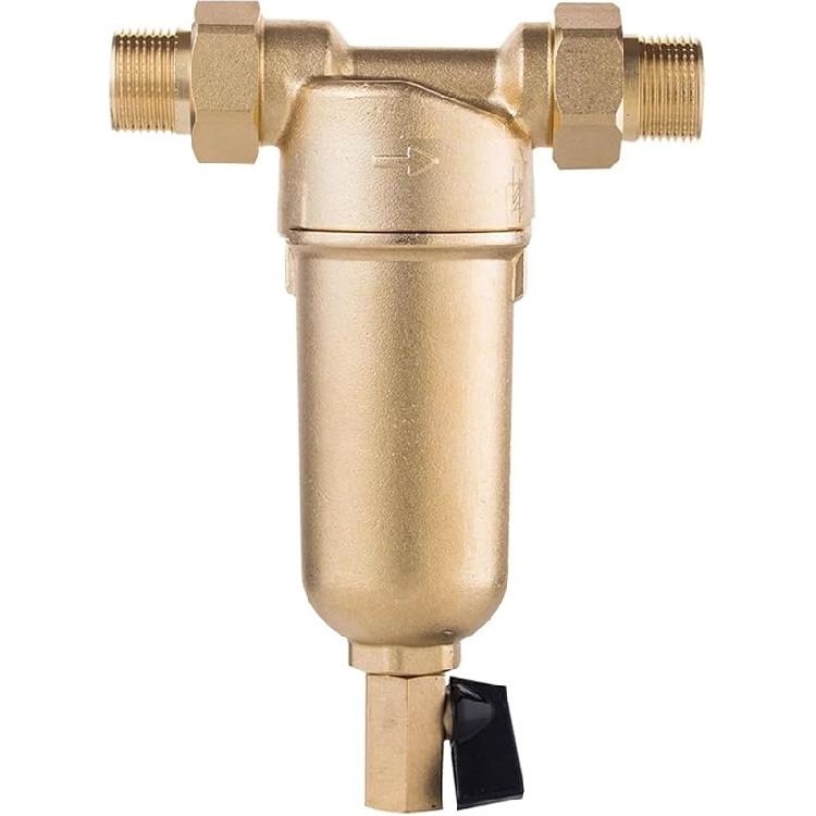 

Система фильтрации воды Сифон для горячей воды Система предварительной очистки Фильтр грубой очистки 40-микронная сетка из нержавеющей стали Медная крышка Фильтр предварительной очистки для всего дома(0,5 дюйма) 0.75 inch