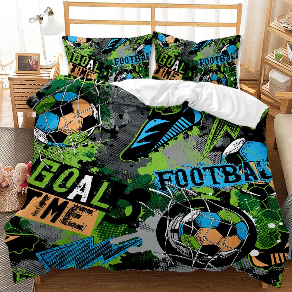 Sports Football Kit Three-Piece Quilt Cover Wish Bedding