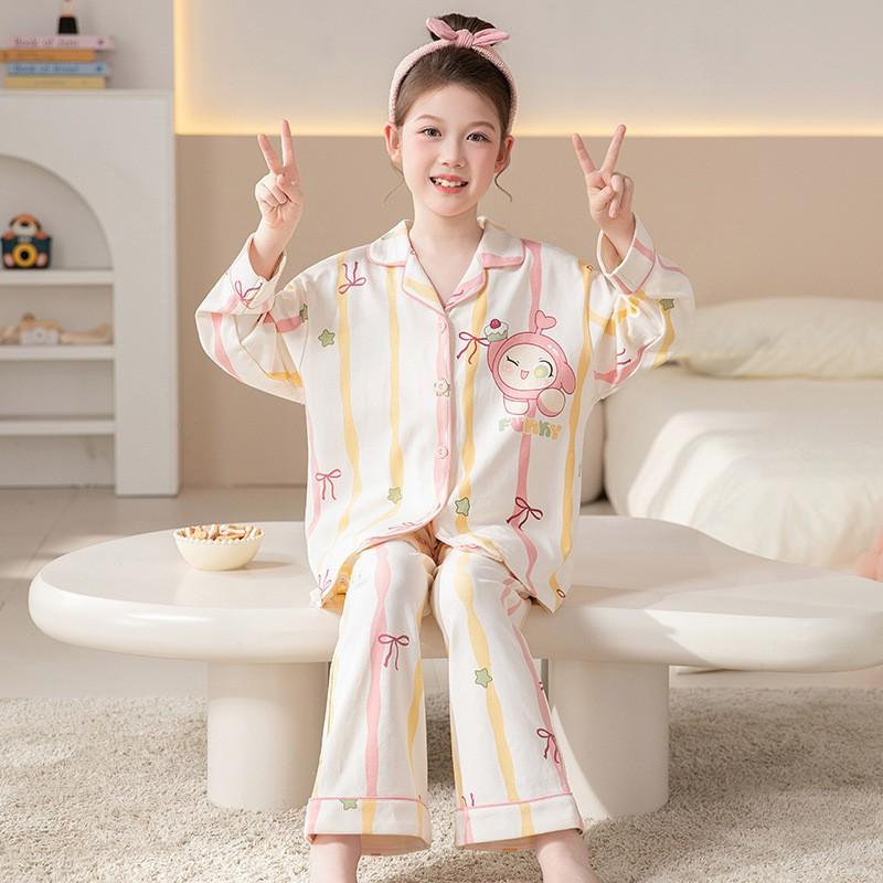 100% Cotton Girls Long Sleeve Pajama Set Princess Style Sleepwear Kids Ages 8 Comfortable Home Outfit