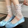 Female Spring and Summer Thin Ballet Style Bow Three Layers of Lace Lace In The Tube Pile Socks
