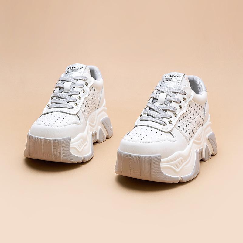 

Dad Shoes Girl 2025 Summer New Leather Versatile Popular ins Super Fire Student Thick Bottom Breathable Leisure Sports 40 серый