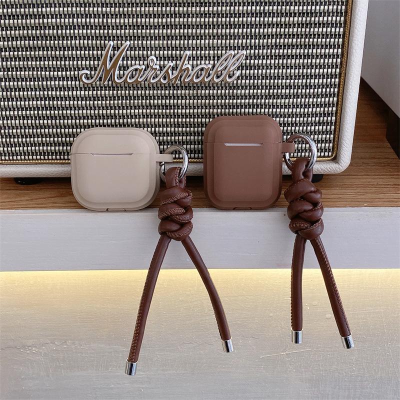 Ins Simple Solid Color Leather Rope for AirPods 1 Generation Protective Cover Second Generation 1 Generation Pro1 Apple Bluetooth Headset Case