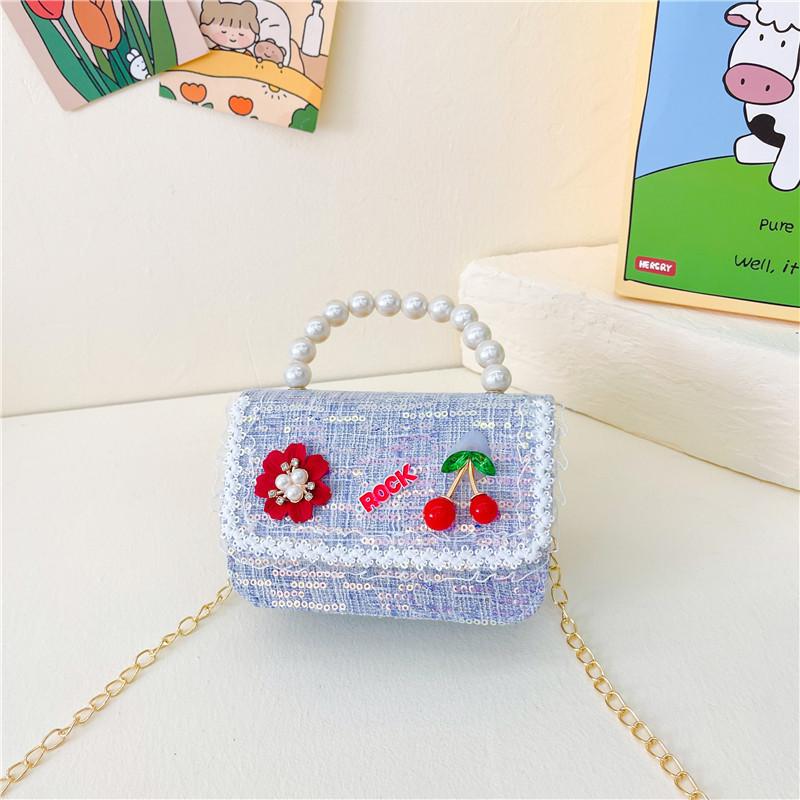 Adorable Children's Princess Pearl Mini Shoulder Bag With Cartoon Bow Design