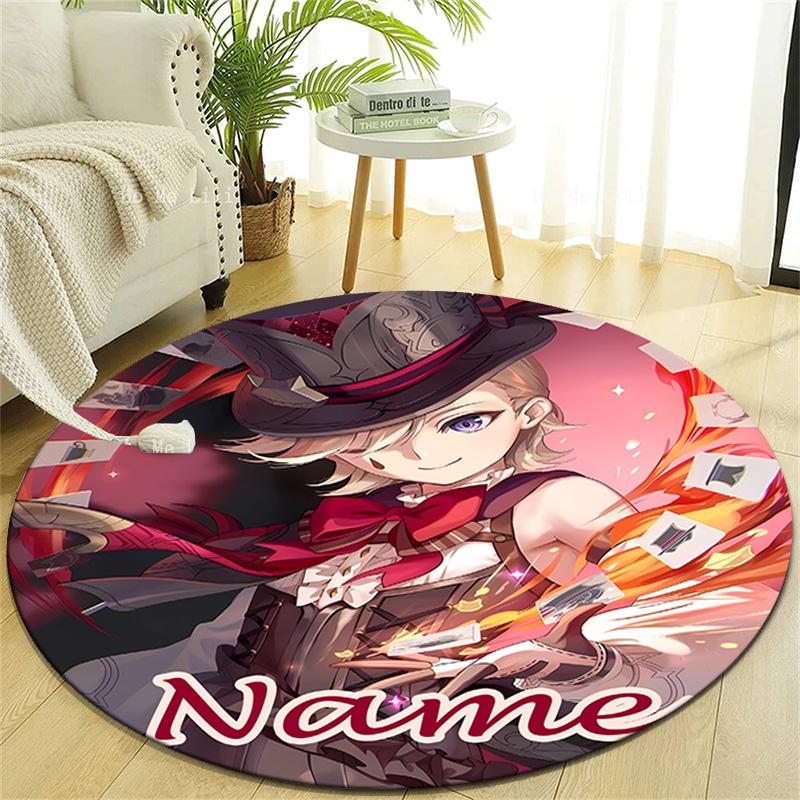 Personalized Genshin Impact Round Chair Office Rug - Perfect for Mat, Office Chair & More - Ideal Gift for Birthdays and Holidays