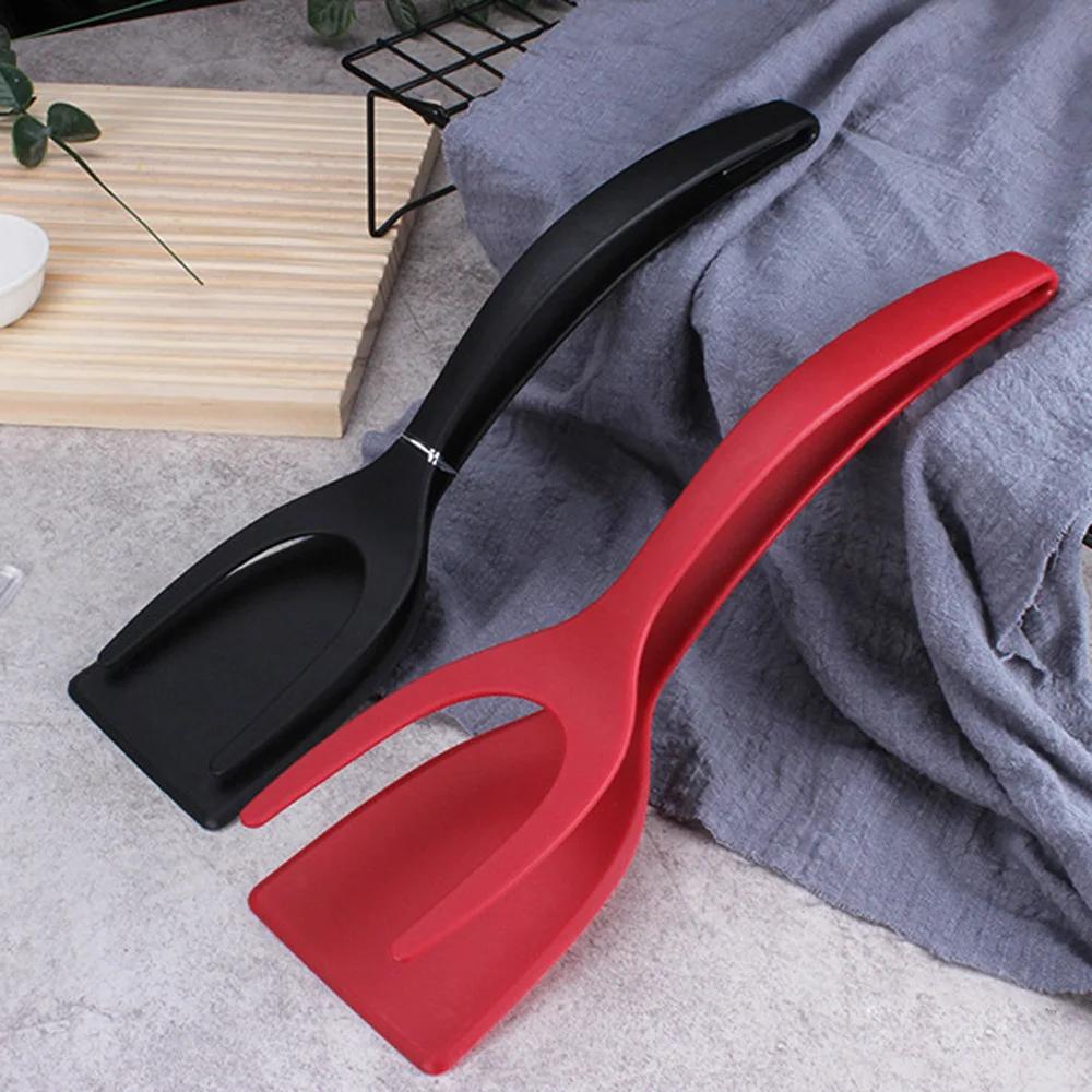 2 In 1 Fried Egg/Steak Nylon Grip Flip Tongs 1Pcs Cooking Spatula Tongs Bread Shovel Clamp Practical Kitchen Tool Accessory