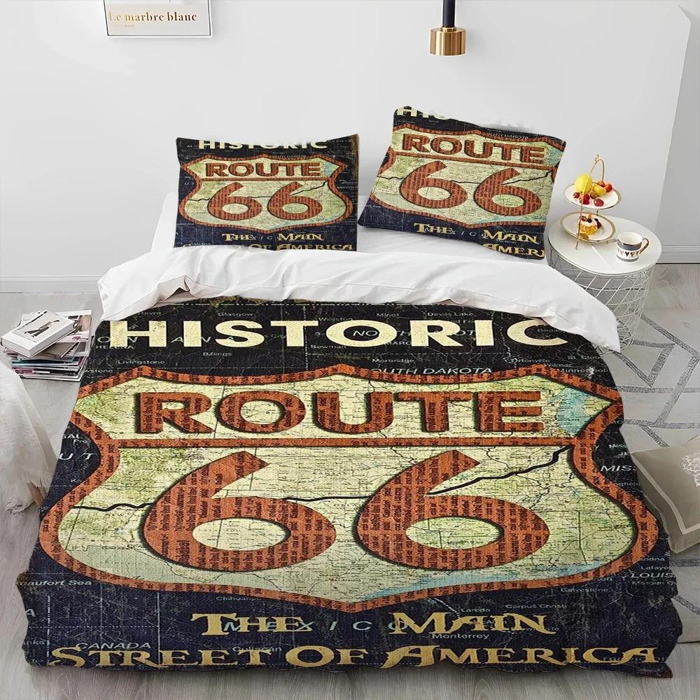 Historic Route 66,Mother Road Comfortable Duvet Quilt Cover Pillowcase Bedding Set Children Bedroom Decoration Home Textile