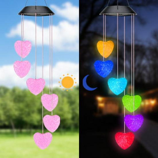 Solar-Powered LED Moroccan Mirror Ball Wind Chime Light