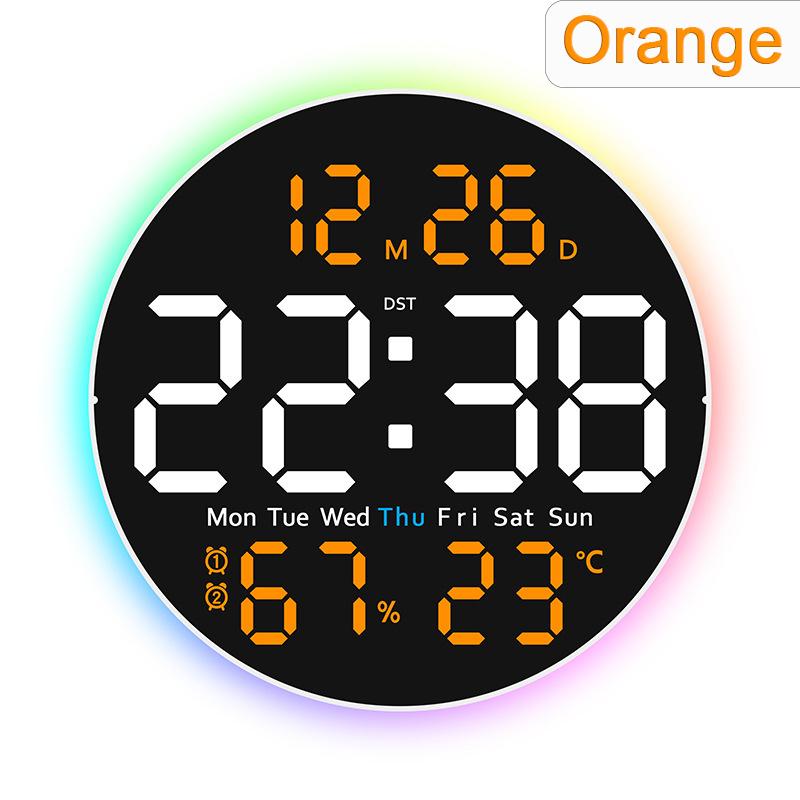 

Цифровые настенные часы с дистанционным управлением и подсветкой, питание от USB, индикация температуры и влажности, светодиодный будильник на неделю, летнее время, 2 будильника, светодиодные часы с обратным отсчетом оранжевый