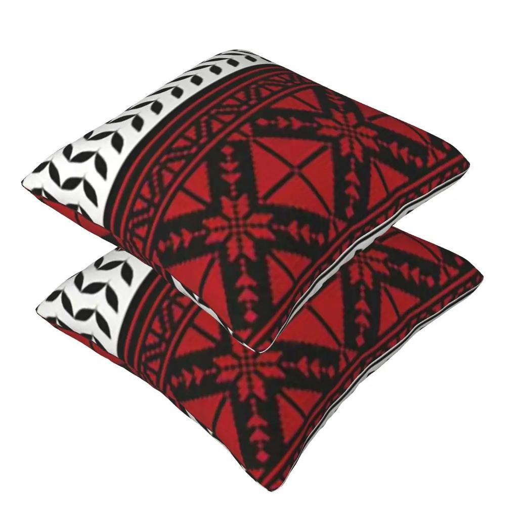 Arabic Folk Kufiya Hatta Traditional Keffiyeh Pattern 2 Pcs Square Pillowcase Pillow Cover Cushion Throw Pillow For Home Sofa
