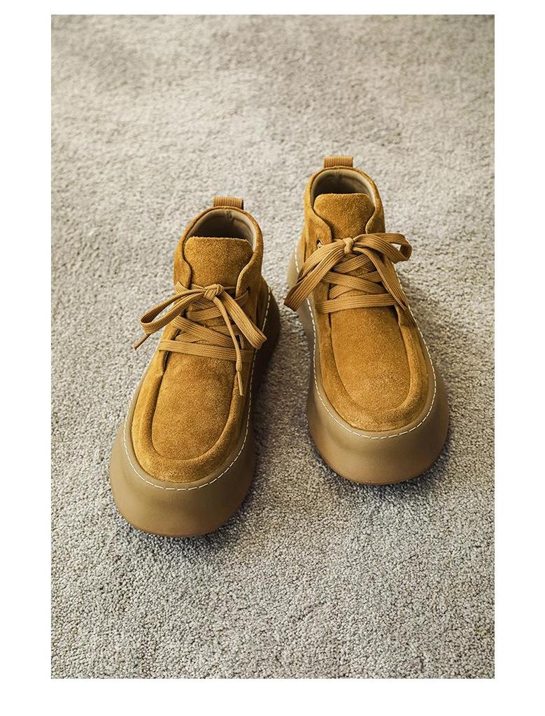 Men's Suede Leather High-Top Velvet Martin Boots - Lace-Up Thick-Soled Casual Shoes for Autumn/Winter