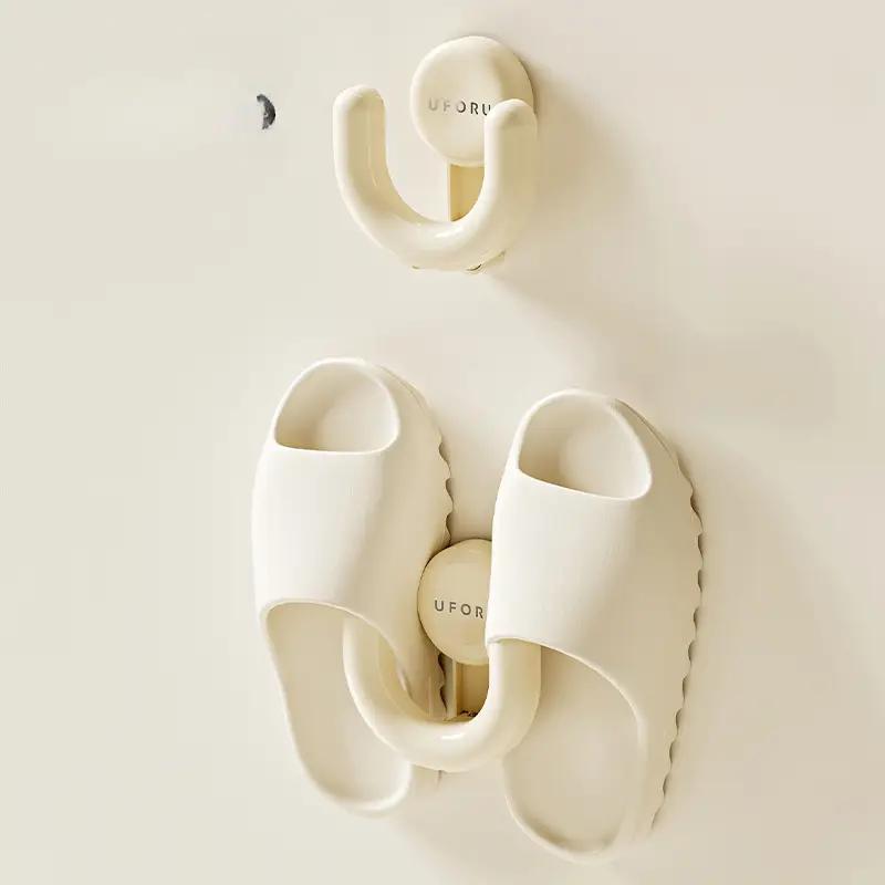 Suction Cup Slippers Rack Vacuum Press Strong Punch-free Hook Bathroom Door Suction Cup Sticky Hook Slippers Rack