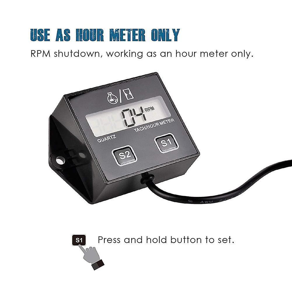Digital Engine RPM Tachometer Hour Meter Gauge. For 2 Stroke and 4