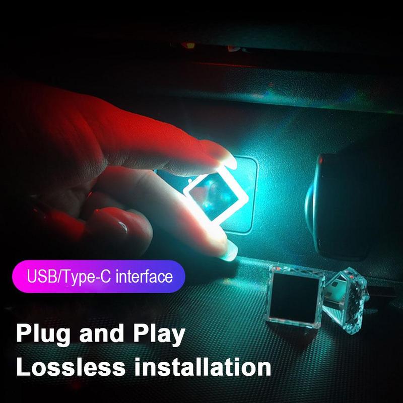 Multicolor USB/Type-C Car Ambient Lighting Car Interior LED Atmosphere Lights for Car Decoration,Easy Installation