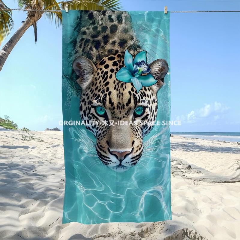 Tropical Jaguar Swim Beach Towel Patterned Sunscreen And Windproof Suitable For Swimming Pool Camping Travel