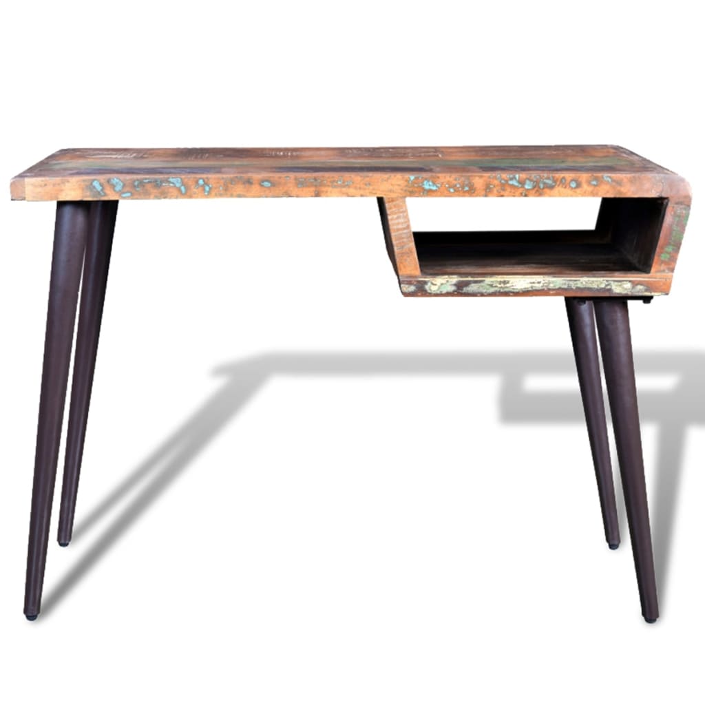 Vidaxl Desk With Iron Legs, Solid Reclaimed Wood