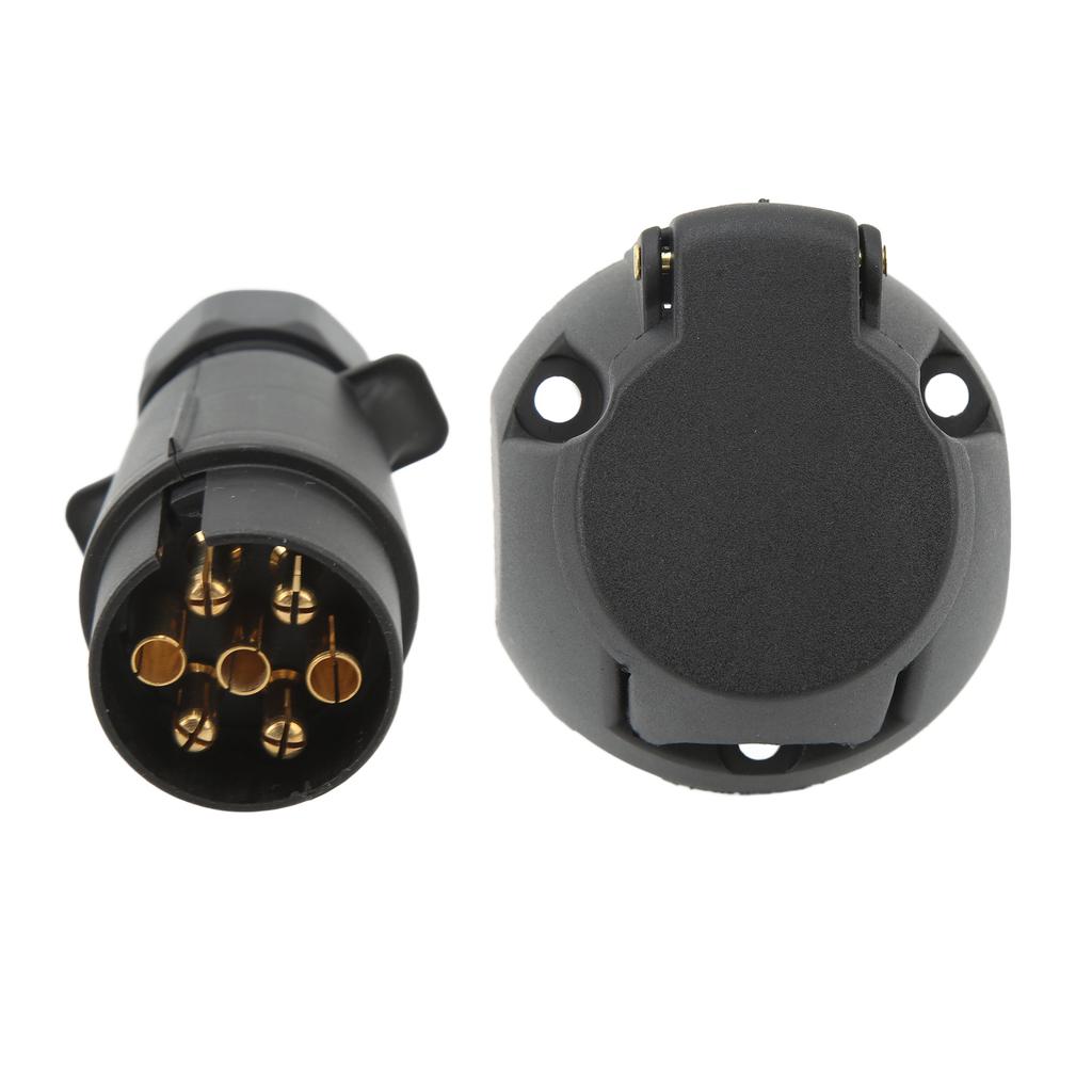 7 Pin Trailer Plug Socket with Gasket Bracket Kit Wiring Harness Connector for Motorboat RV