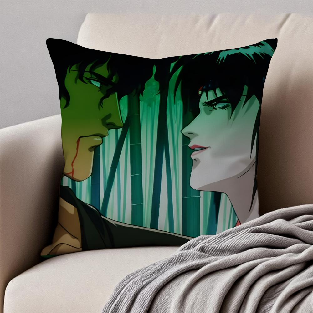Nn-Ninja Scroll Pillow Samurai Anime Cushion Cushion Cover Pillowcase Anti-Dustmite Invisible Zipper Short Plush Sofa Cushion