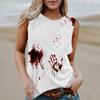 Women's Round Neck Casual Sleeveless Halloween Printed Vest T-Shirt Top