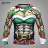 Zabawne brzydkie koszulki z nadrukiem 3D z fałszywymi mięśniami Świętego Mikołaja Xmas Męskie Damskie Koszulki z długim rękawem Moda Oversize Świąteczna odzież męska