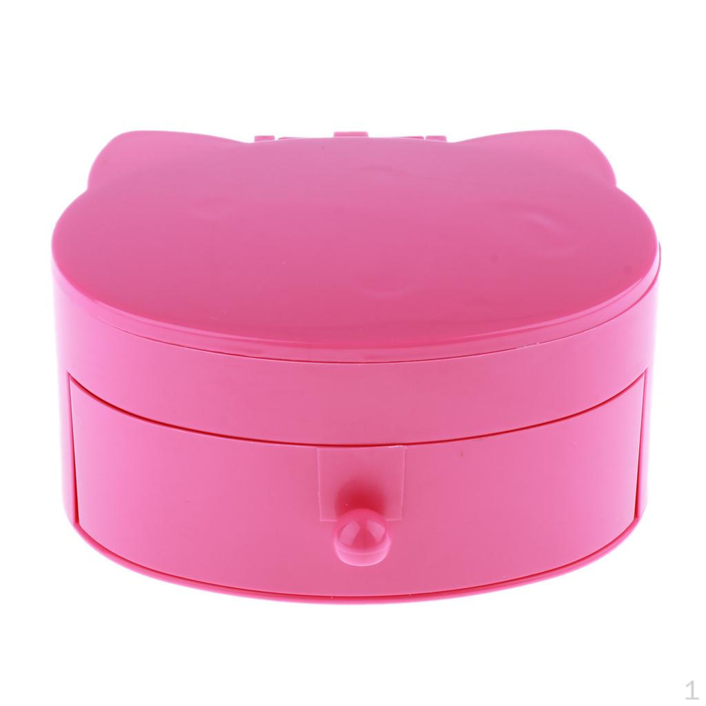 

Скринька для зберігання прикрас, Органайзер для дівчат, Міні-кейс для подорожей, Дзеркало, Годинник 15.5 x 12.5 рожевий червоний колір