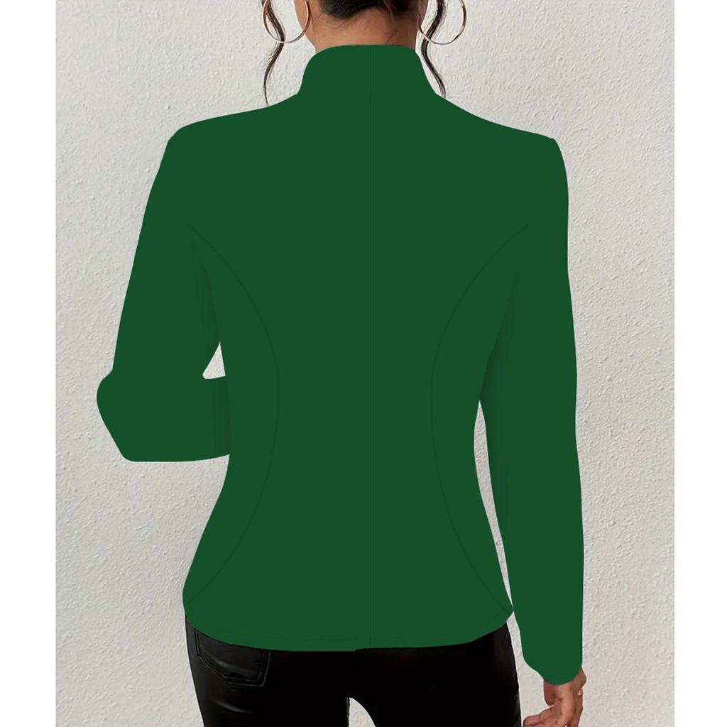 Damen Casual Einfarbig Slim Fit Zwei-Knopf-Kragen mit fehlenden Ecken Langärmliger Sakko