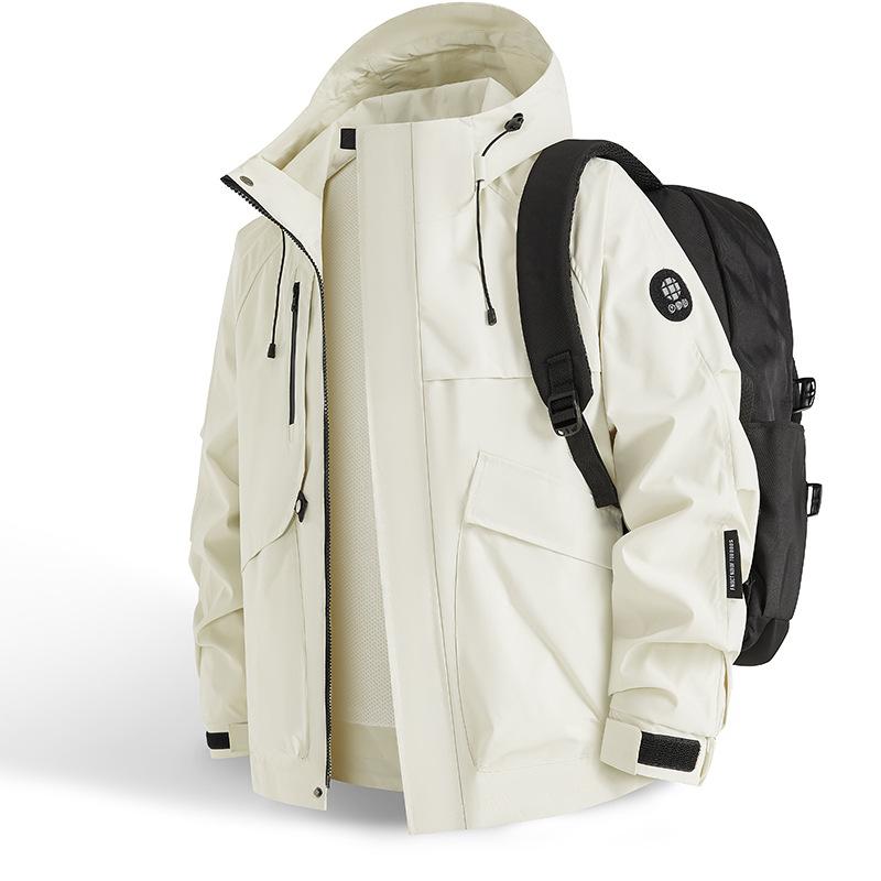 Spring and Autumn New Men's and Women's Outdoor Shock Clothes Windproof Waterproof Mountaineering Suit Hooded Pure Color Couple Jacket Jacket
